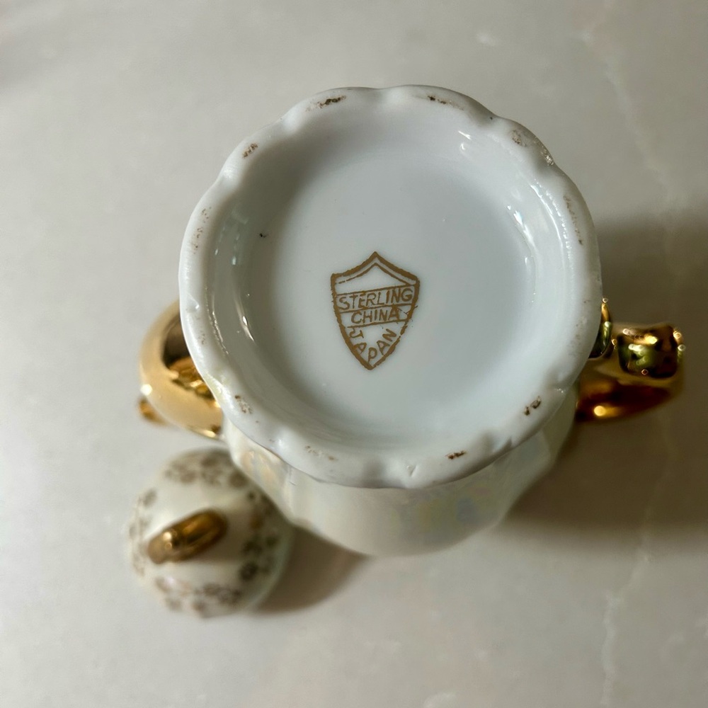 Elegant Gold-Trim Porcelain Tea Set - 3-Piece Coffee/Tea Service - Picture 2 of 16